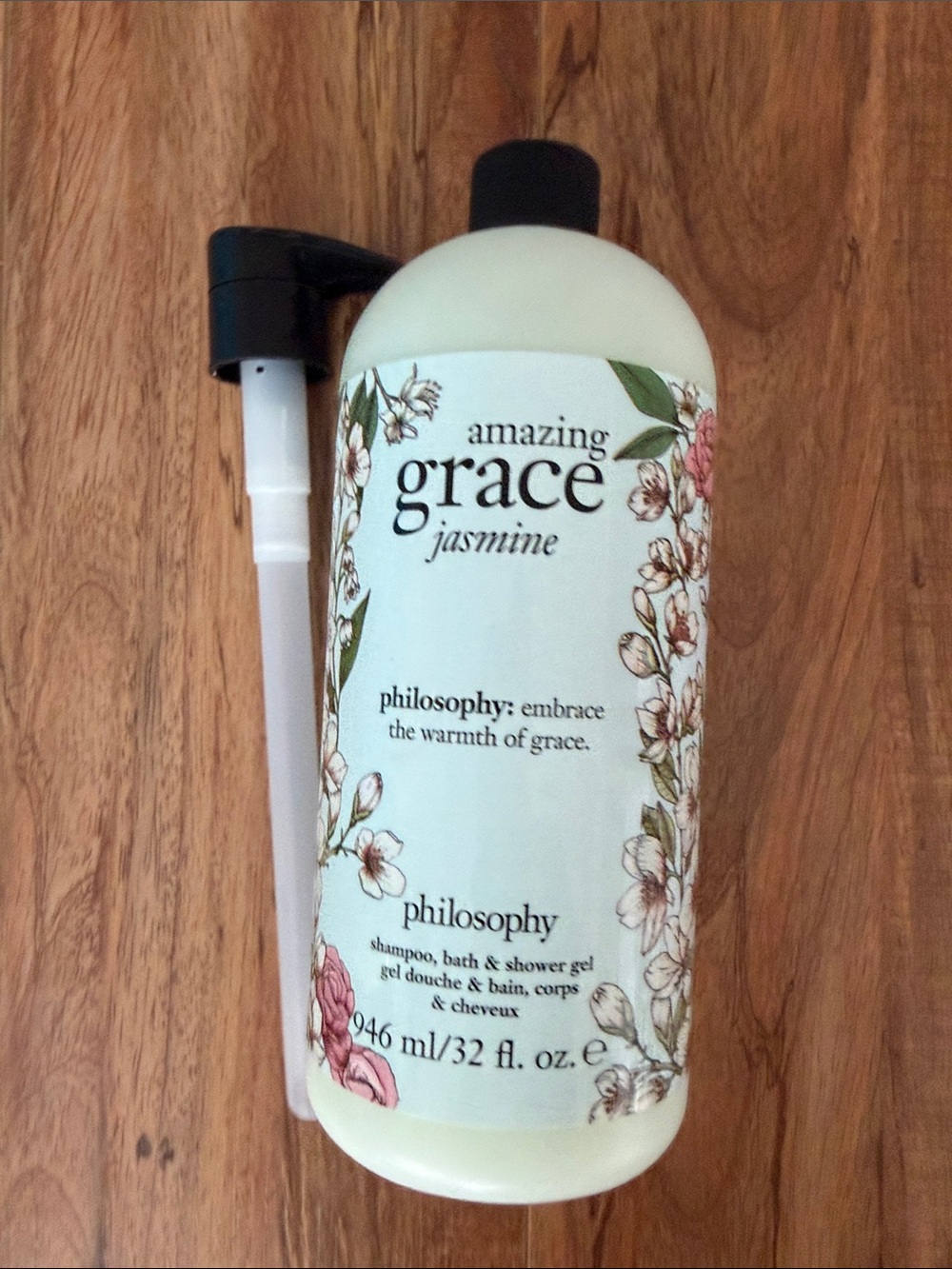 Philosophy Amazing Grace Jasmine Shower Gel - Soft White with Floral Accents